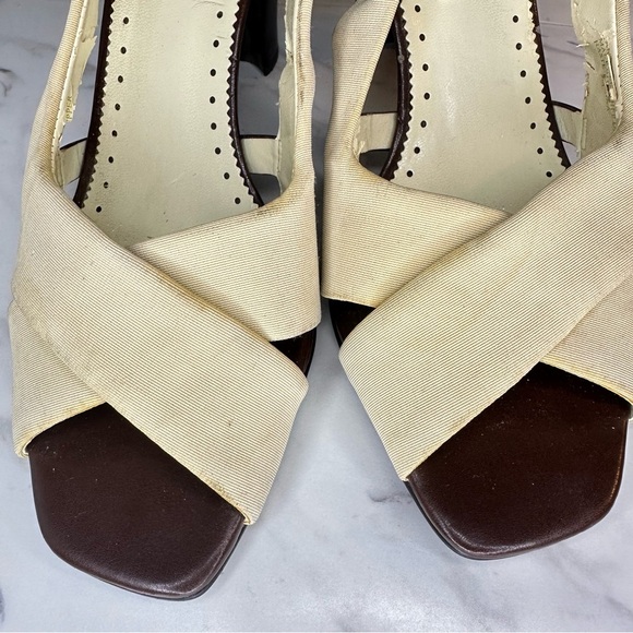 Franco Sarto Slingback Heels - Beige & Brown - Size 8M - Picture 9 of 15